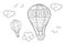 Aerostat coloring page for kids. Vector illustration of air ballons