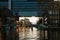 Aesthetic canals of Amsterdam at sunset, view from the water, houseboats on the canal, houseboats hotels. Romantic canal boat ride