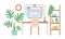 Aesthetic cozy workspace at home 2D vector isolated spot illustration