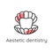 Aesthetic dentistry. Tooth or veneer inside the pearl shell. Dental icon. Stomatology illustration