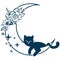 Aesthetic Floral Cat Silhouette Graphic Clip Art
