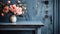 Aesthetic Harmony: White Nightstand Accented by Delicate Pink Blooms