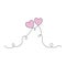 Aesthetic hearts continuous one line art drawing, valentines day concept, heart love couple outline artistic isolated