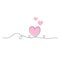 Aesthetic hearts continuous one line art drawing, valentines day concept, heart love couple outline artistic isolated