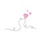 Aesthetic hearts continuous one line art drawing, valentines day concept, heart love couple outline artistic isolated