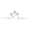 Aesthetic hearts continuous one line art drawing, valentines day concept, heart love couple outline artistic isolated