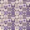 Aesthetic seamless pattern with tulip flowers and owls. Geometric retro print for tee, paper, textile and fabric. Floral