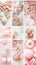 Aesthetic social media flat lay. Pastel pink colour palette. Food theme collage. Generative AI