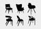 Aesthetic vintage chair furniture silhouette illustration vector element set template clipart sticker editable