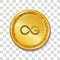 Aeternity cryptocurrency icon witth golden