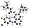 Afatinib cancer drug molecule. Angiokinase inhibitor used in treatment of non-small cell lung cancer.