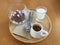 Affagato a classic menu Espresso Coffee pour on Chocolate ice cream