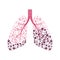 Affected human lungs. Sick lungs vector illustration