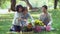 Affection of mother and two daughter spending time with family