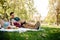 Affectionate couple on picnic