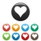 Affectionate heart icons set color