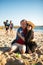 Affectionate husband and wife at beach