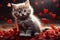 Affectionate kitty Cute kitten with a heart spreading warmth and joy