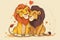Affectionate Lion Couple Enjoying a Tender Moment in a Heartwarming Illustration