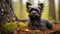 Affenpinscher in the colorful autumn forest