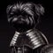 Affenpinscher puppy in shiny knightly armor