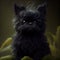 Affenpinscher puppy sits in the forest on green moss