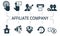 Affiliate Company icon set. Collection contain affiliate, link, attribution, authority site, advertiser, viral