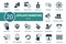 Affiliate Marketing icon set. Collection contain affiliate, link, attribution, authority site, chargeback, commission and over