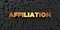 Affiliation - Gold text on black background - 3D rendered royalty free stock picture