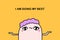 Affirmation i am doing my best hand drawn vector illustration in cartoon comic style man violet hair
