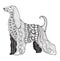 Afghan hound dog zentangle stylized, vector, illustration, freehand pencil, pattern. Zen art. Black and white illustration on