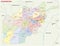 Afghanistan administrative and political map includes surrounding countries, in color