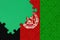 Afghanistan flag is depicted on a completed jigsaw puzzle with free green copy space on the left side