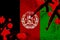 Afghanistan flag and guns in red blood. Concept for terror attack and military operations