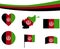 Afghanistan Flag Map Ribbon And Heart Icons Vector Collection