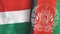 Afghanistan and Hungary two flags textile cloth 3D rendering