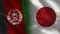 Afghanistan and Japan Realistic Half Flags Together