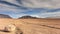 Afghanistan landscape, desert plain against the backdrop of mountains