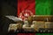 Afghanistan rocket troops concept on the national flag background. 3d Illustration