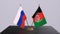 Afghanistan and Russia national flag, business meeting or diplomacy deal. Politics agreement 3D illustration