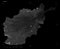 Afghanistan shape on black. Grayscale