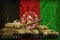 Afghanistan tank forces concept on the national flag background. 3d Illustration