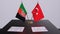 Afghanistan and Turkey flags at politics meeting. Business deal 3D illustration