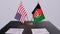 Afghanistan and USA at negotiating table. Business and politics 3D illustration. National flags, diplomacy deal