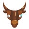 Afraid bull face emoji, sweating cow icon isolated emotion sign