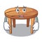 Afraid cartoon wooden dining table in kitchen