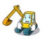 Afraid excavator mascot cartoon style