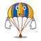 Afraid flying parachute in the mascot sky