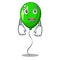 Afraid green ballon with cartoon ribbons beautiful