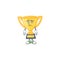 Afraid icon character gold trophy with mascot